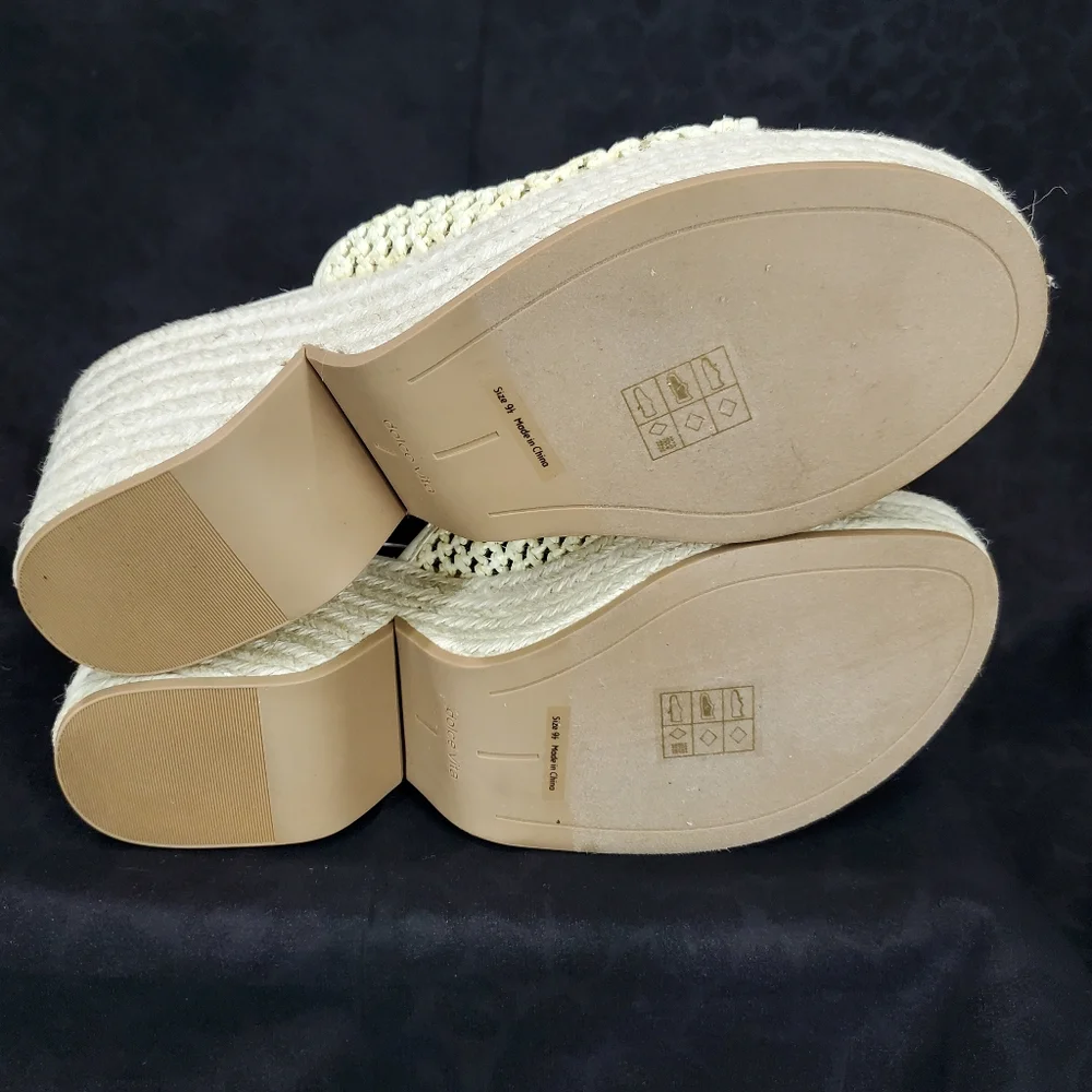 Dolce Vita Womens Saydie Cream Raffia Slip On Wedge Platform Sandals  Size 9.5 - Picture 10 of 15